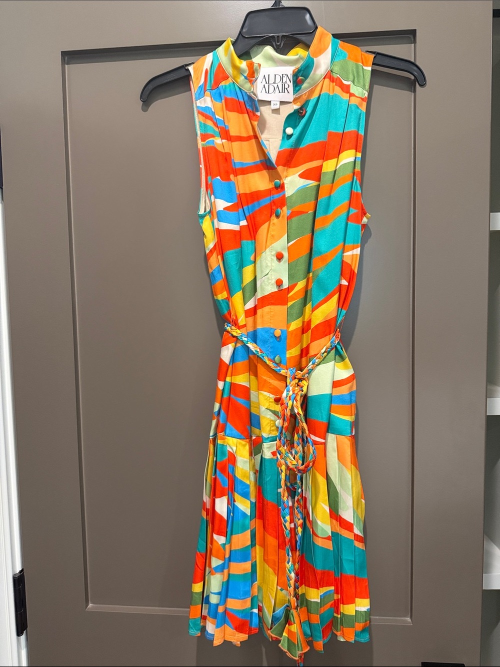 Alden Adair Multicolor Sleeveless Button-Front Mini Dress